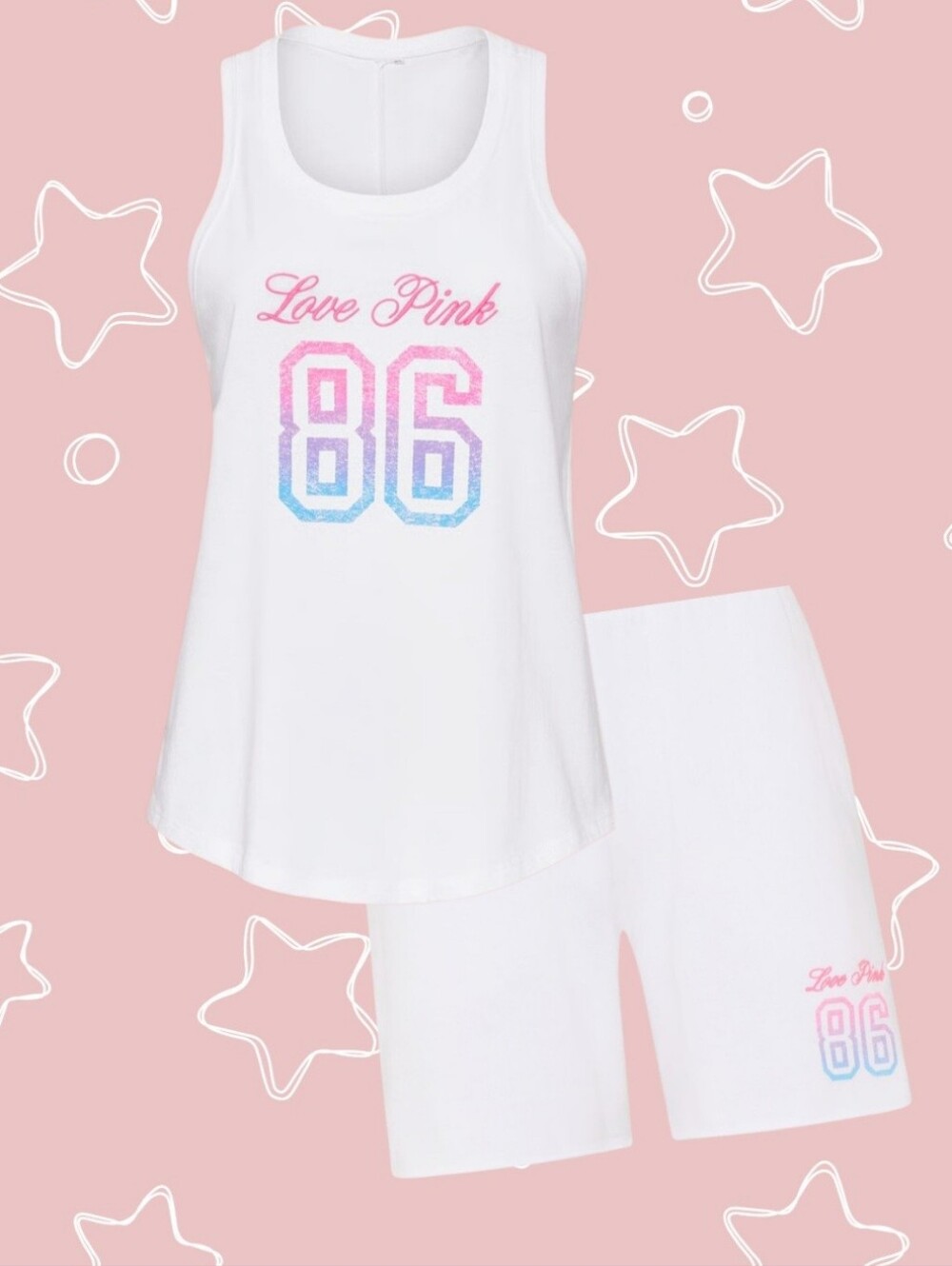 Victoria's Secret PINK Love Pink Campus Tank & Shorts NWT